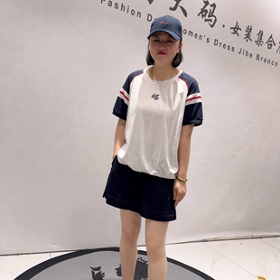 3701女权贵族夏款新品云朵棉减龄底边可抽绳运动风上衣加大码女装