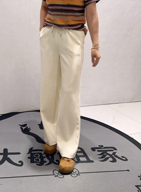3927女权贵族夏款新品松紧腰简洁大方显瘦窄版拖地裤加大码女裤