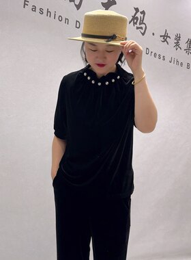6539女权秋款新品简洁大方女人味高级感气质丝绒衫加大码女装