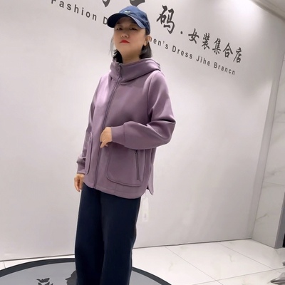 25920天骄一生水秋款新品加厚单层减龄连帽拉链遮肉卫衣外套大码