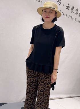 5021芮娜依莲夏款新品简洁大方设计感底边时尚气质衫加大码女装