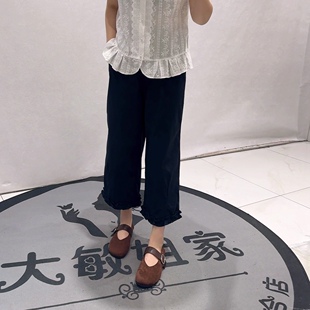 3312女权夏款新品棉布面料木耳边裤腿松紧腰休闲裤加大码女裤