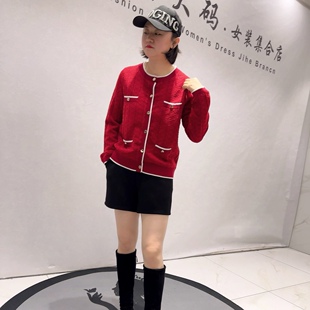 加大码 6513针丝缘子汇年货春款 洋气女人味小香风针织开衫 时尚 新品