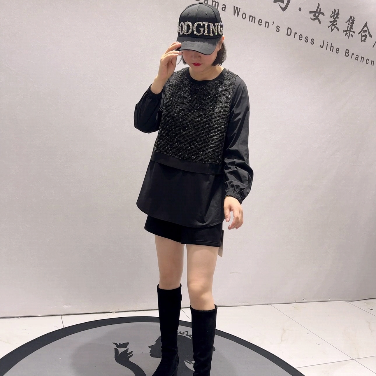 1012女权贵族春款新品拼接进口面料侧边开衩设计感气质衫加大码