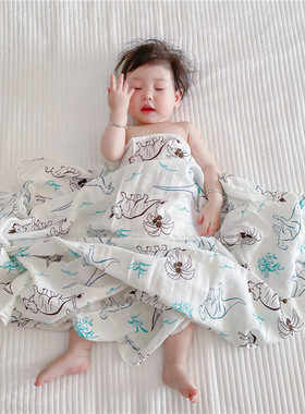 夏季柔软包巾竹棉婴儿襁褓巾纱布毯子盖毯浴巾婴儿包巾遮阳毯双层