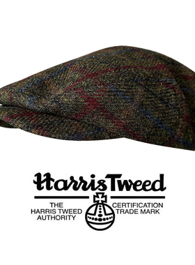 HarrisTweed秋冬鸭舌帽子男士100%纯羊毛经典哈里斯复古前进帽