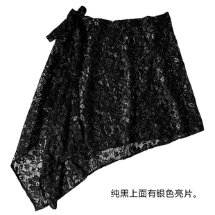 瑜伽褲 罩裙系帶疊穿半身裙女復古不規則圍裙屁簾 蕾絲遮屁簾一片式