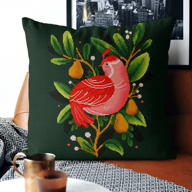 小娥姐姐浪漫风客厅花鸟抱枕满绣