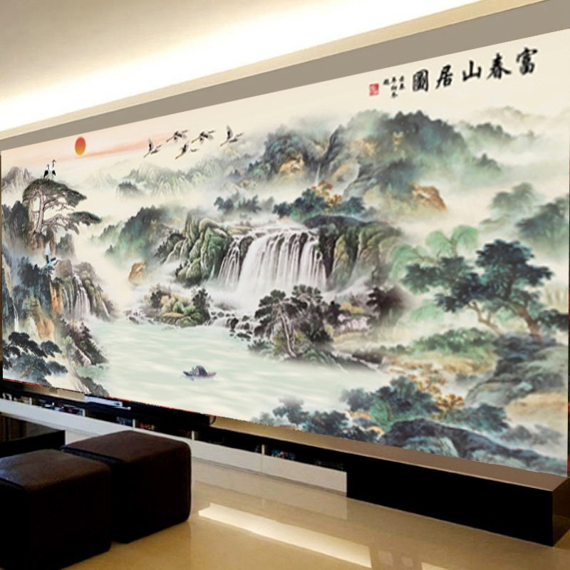 小娥姐姐现代山水客厅十字绣满绣