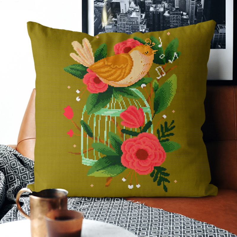 小娥姐姐浪漫客厅十字绣满绣花鸟