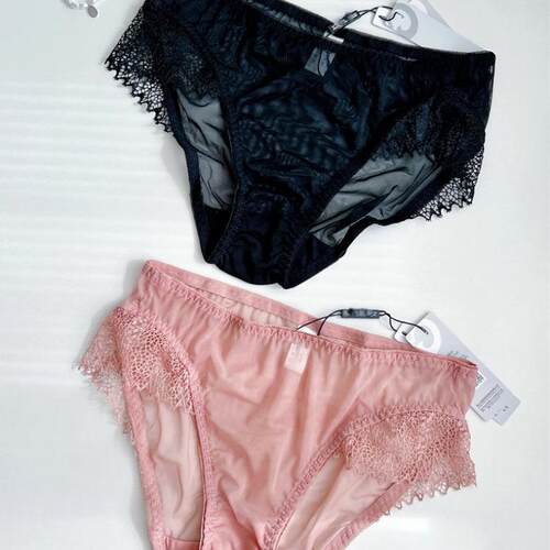 原68元商场柜货 可搭同款内衣~性感超薄网纱速干中腰棉裆内裤女
