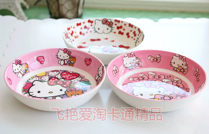 Hello kitty, мультяшная детская пластиковая посуда
