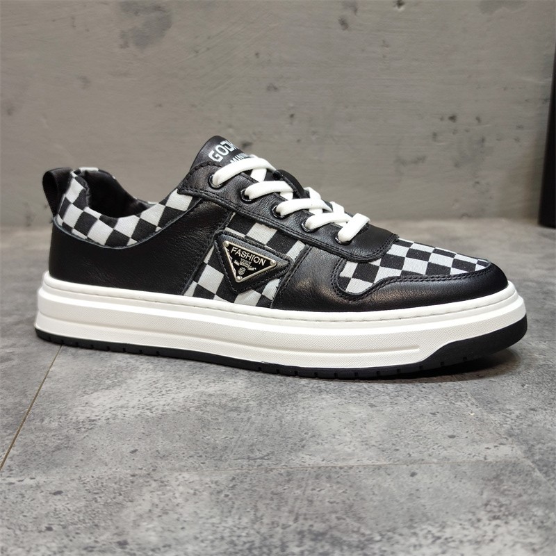 外贸工厂断码欧洲站潮鞋男真皮透气百搭格子休闲板鞋ins小众布鞋,流行男鞋,休闲板鞋,淘宝优惠券,粉丝福利购,淘宝优惠卷