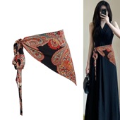 布料腰封束腰三角丝巾腰带女度假波西米亚民族风装 饰连衣裙子配饰