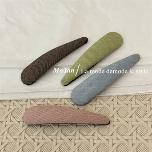 复古色光板纯色布艺BB发夹女时尚百搭侧边夹刘海夹子后脑勺碎发卡