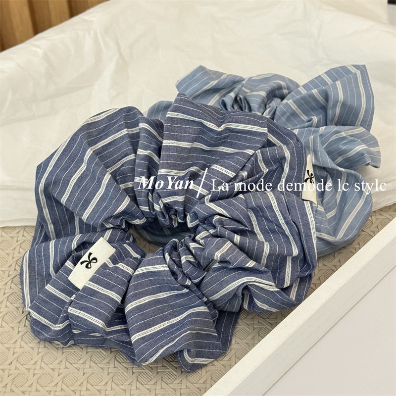 韩版新款蓝色条纹布艺大肠发圈复古简约头绳百搭马尾发绳气质头花,饰品/流行首饰/时尚饰品新,发饰,淘宝优惠券,粉丝福利购,淘宝优惠卷