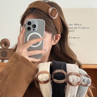 韩系简约圆环宽边发箍女款美拉德气质高级感压发头箍外出洗脸发卡