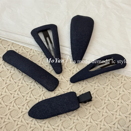 韩版新款蓝色系几何布艺发夹高级感简约刘海bb夹气质侧边夹碎发卡