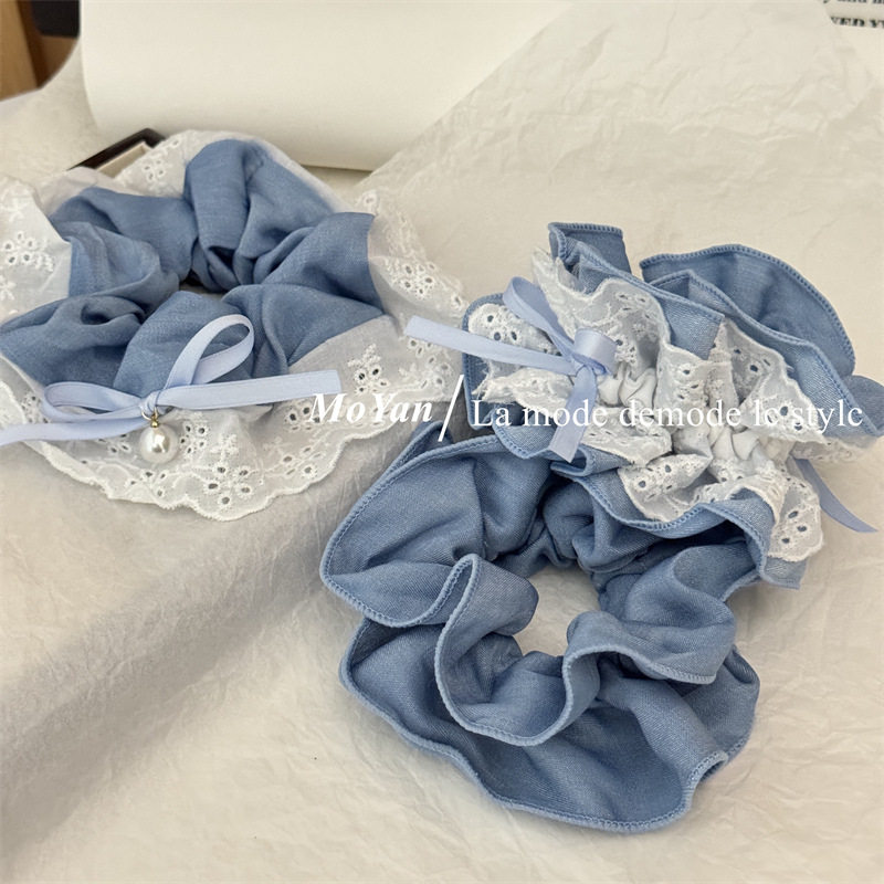 日系少女牛仔棉艺蕾丝发圈高弹力扎头发绳后脑勺盘发头绳小香皮筋,饰品/流行首饰/时尚饰品新,发饰,淘宝优惠券,粉丝福利购,淘宝优惠卷