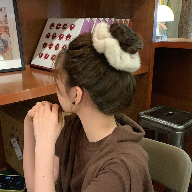 秋冬美拉德复古仿貂毛毛绒大肠发圈橡皮筋女扎头绑发绳头绳2026新