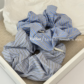 韩系简约学院风条纹大肠发圈格子绑发绳丸子扎头绳橡皮筋百搭头花