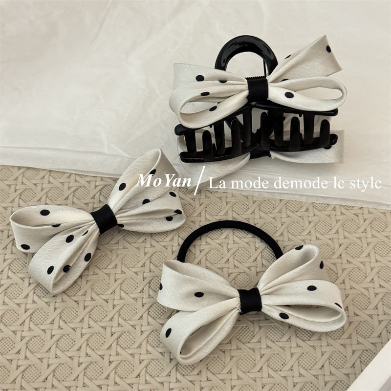 韩系波点蝴蝶结发夹2026新款半扎发抓夹后脑勺盘发鲨鱼夹简约头绳,饰品/流行首饰/时尚饰品新,发饰,淘宝优惠券,粉丝福利购,淘宝优惠卷