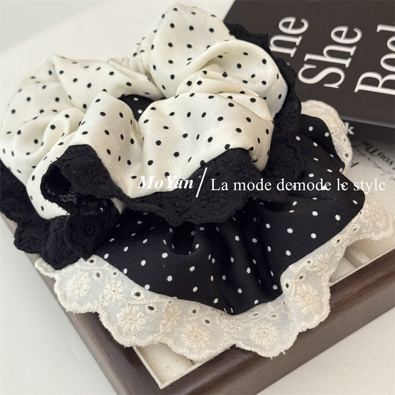 复古温柔气质波点蕾丝花边大肠发圈高级感头花发绳丸子头皮筋头绳,饰品/流行首饰/时尚饰品新,发饰,淘宝优惠券,粉丝福利购,淘宝优惠卷