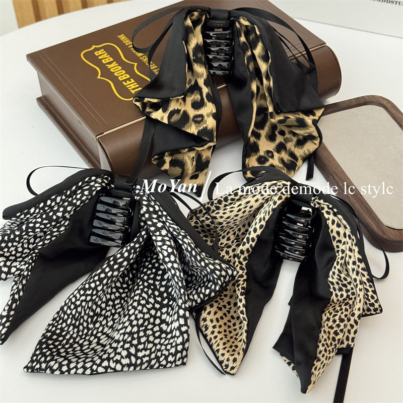 复古豹纹蝴蝶结马尾夹女高级感优雅飘带发夹后脑勺抓夹2026盘发卡,饰品/流行首饰/时尚饰品新,发饰,淘宝优惠券,粉丝福利购,淘宝优惠卷