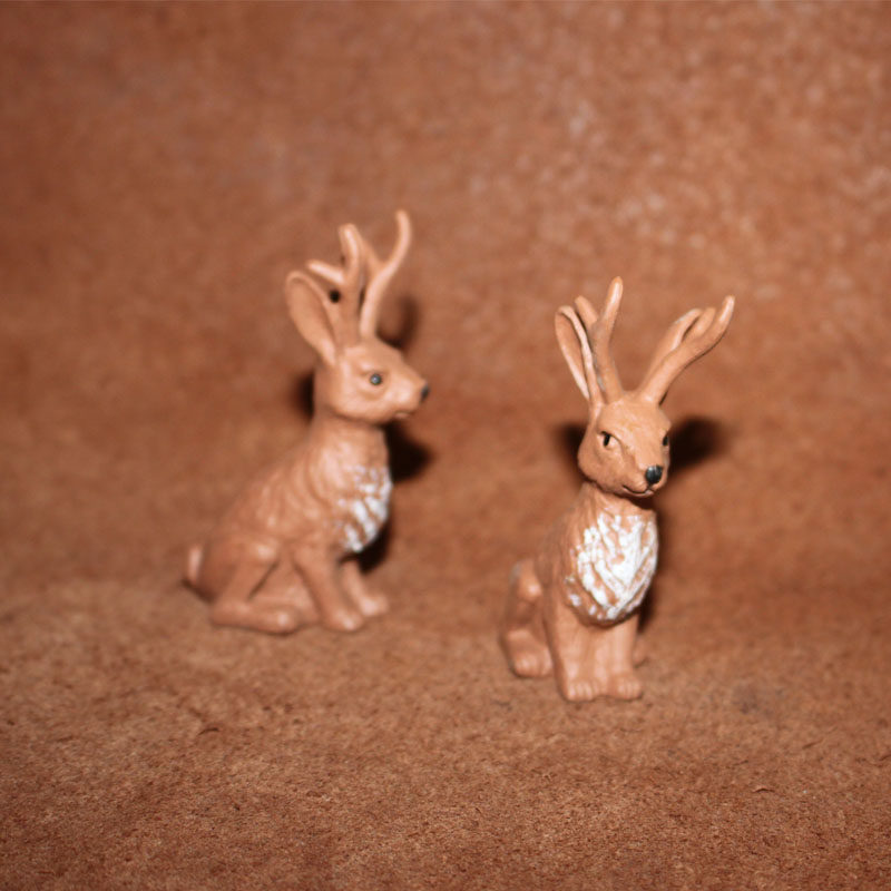 safari 动物模型玩具 神话传说塑胶场景 微拍摆件 鹿角兔