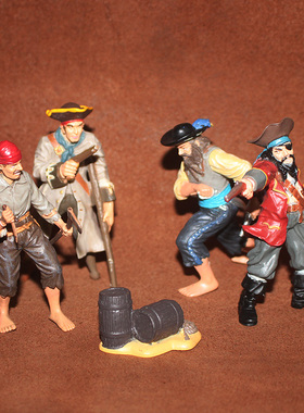 safari 仿真人偶模型玩具 加勒比海盗系列人物四件套打包及火药桶