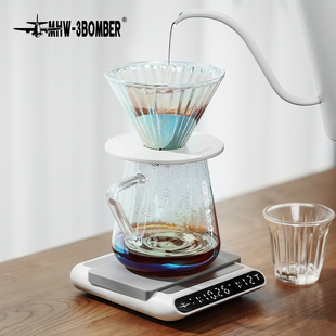 手冲咖啡过滤器 耐热玻璃V60咖啡滤杯 MHW 3BOMBER轰炸机精灵滤杯