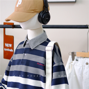 长袖 MILK 中大童潮牌童装 KIDS.男童2025秋新款 上衣 渐变翻领POLO衫