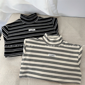 MILK 秋冬T恤上衣 男童半高领发热绒条纹打底衫 KIDS. 柔软高弹