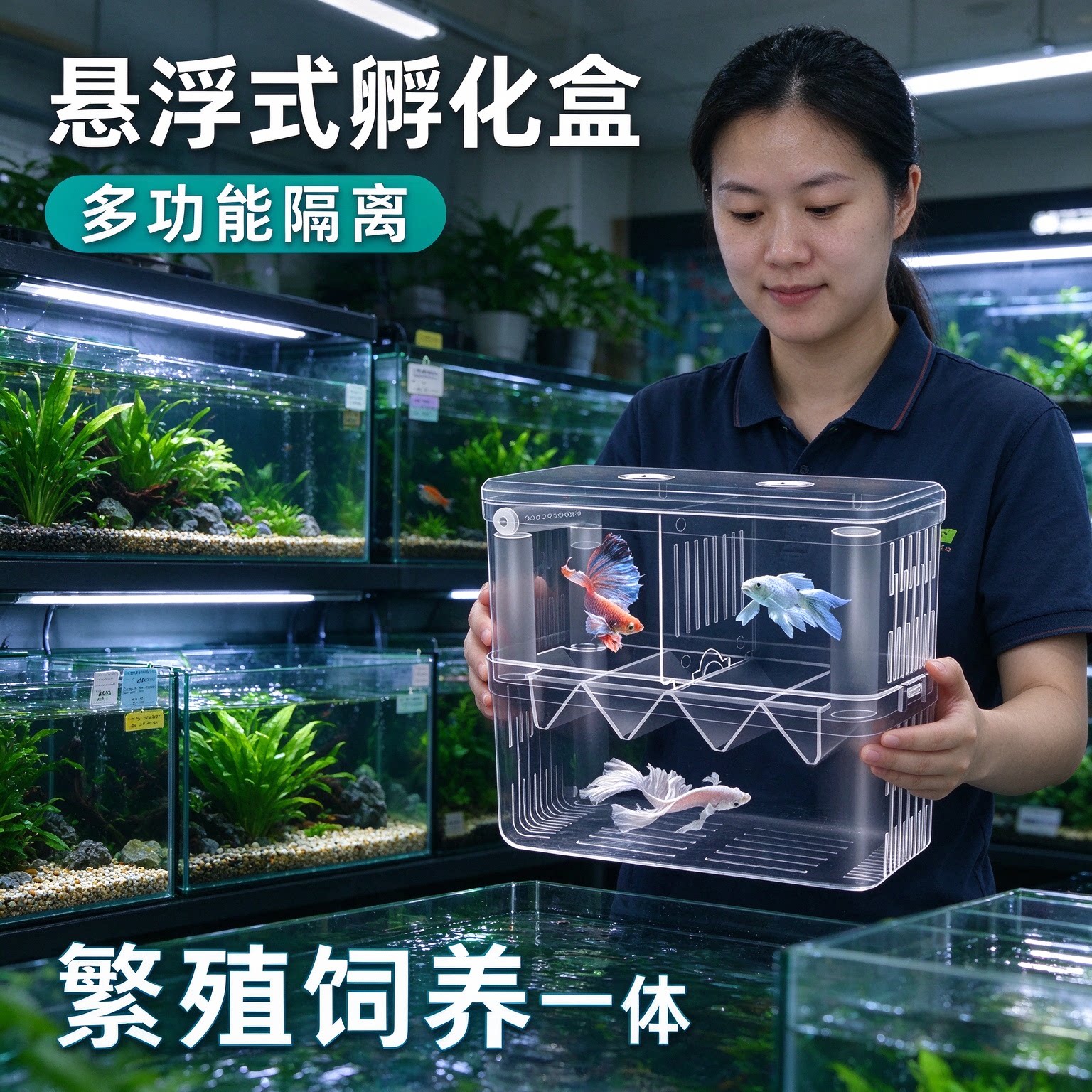 多功能鱼缸孵化盒悬浮隔离盒热带鱼繁殖产房保护小鱼苗斗鱼饲养