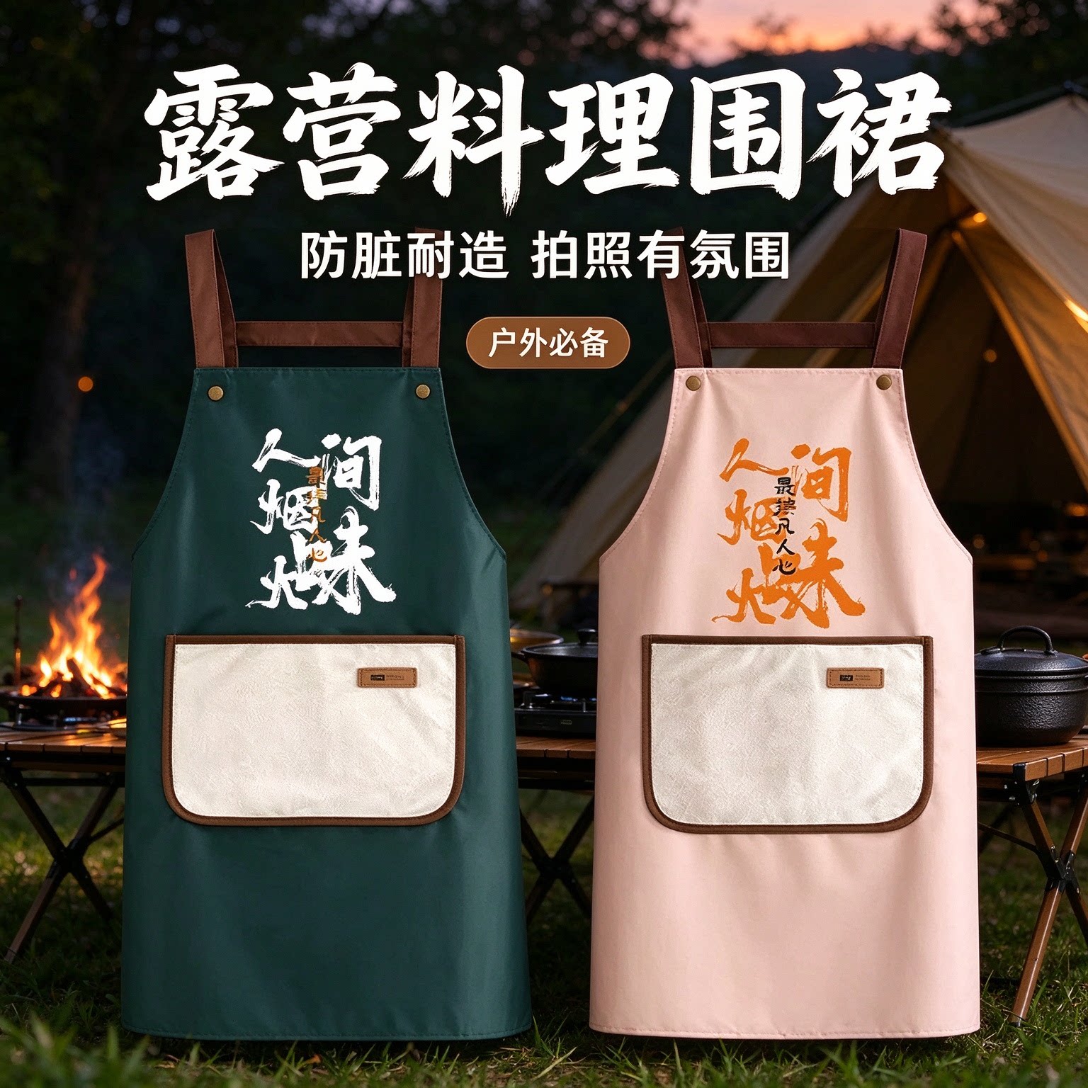 百搭国风围裙男女家务打扫厨房做饭防水耐洗可擦手家政保洁工作服