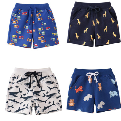 2026新纯棉印花幼儿园中小幼儿男童男孩夏季印花卡通动物汽车短裤