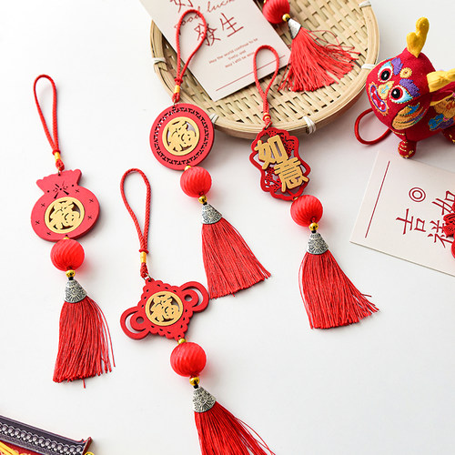 新年春节马年礼物盆景树木质挂饰玄关双色木牌商场布置挂件