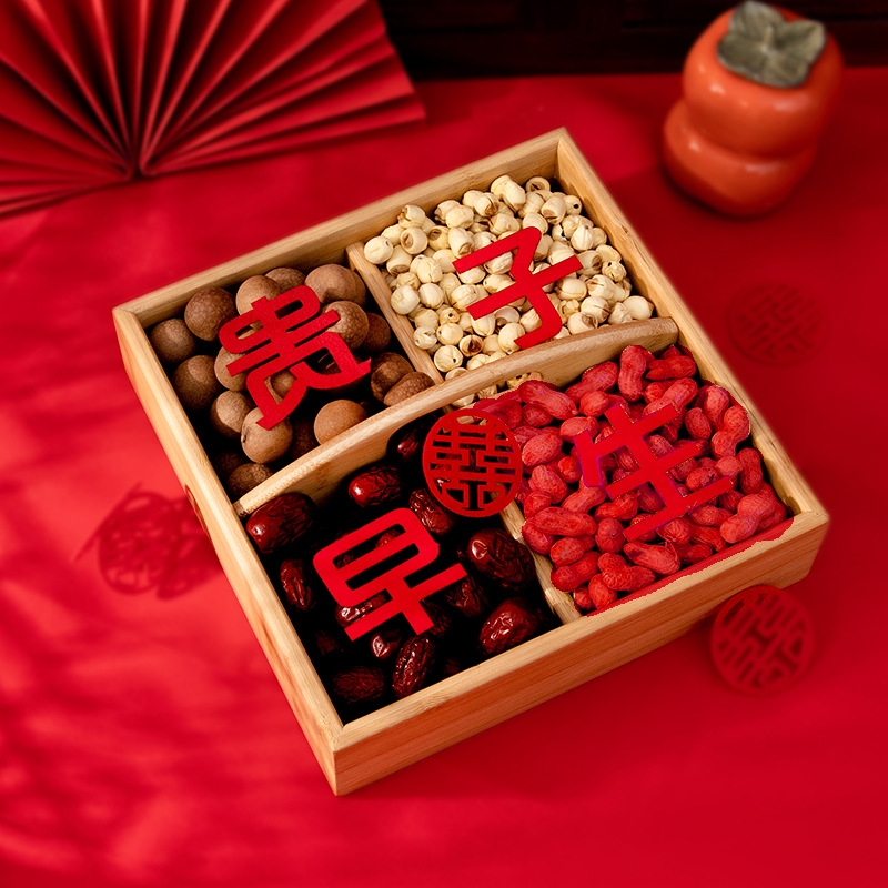 早生贵子摆件木质礼盒订婚套装盒