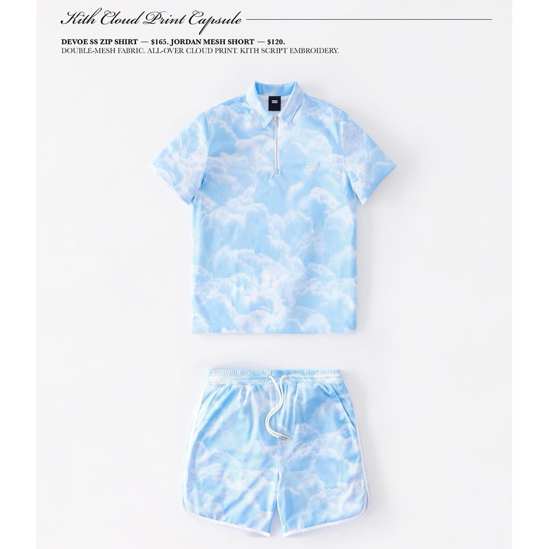 现货kith十周年蓝天半拉链短袖