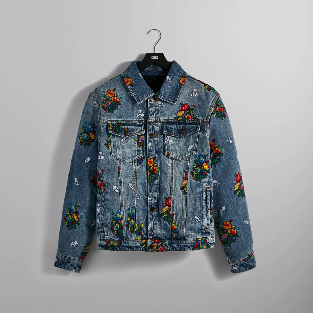 KITH Ellis Denim Jacket 两面穿 花卉刺绣 牛仔夹克