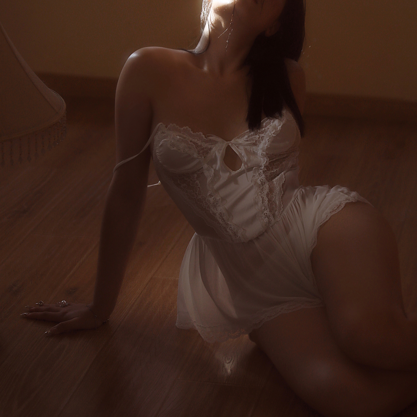 白色蕾丝纯欲复古经典吊带睡裙性感花边睡衣透视内裤套装女夏季