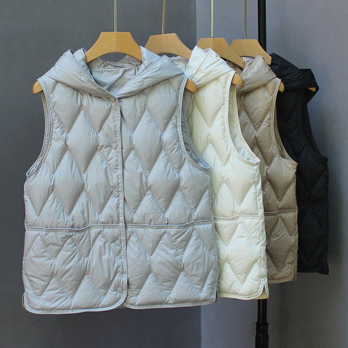 压胶羽绒马甲女轻薄90白鸭绒背心