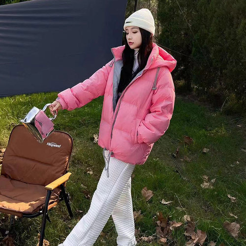 韩版羽绒服女短款连帽外套小个子