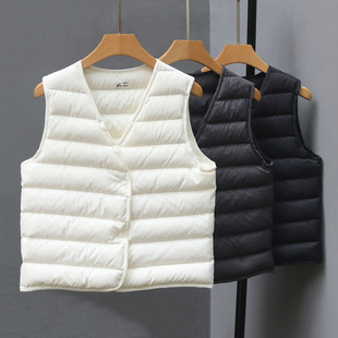90白鹅绒羽绒服女短款轻薄马甲内胆2025新款冬季大衣时尚内搭坎肩