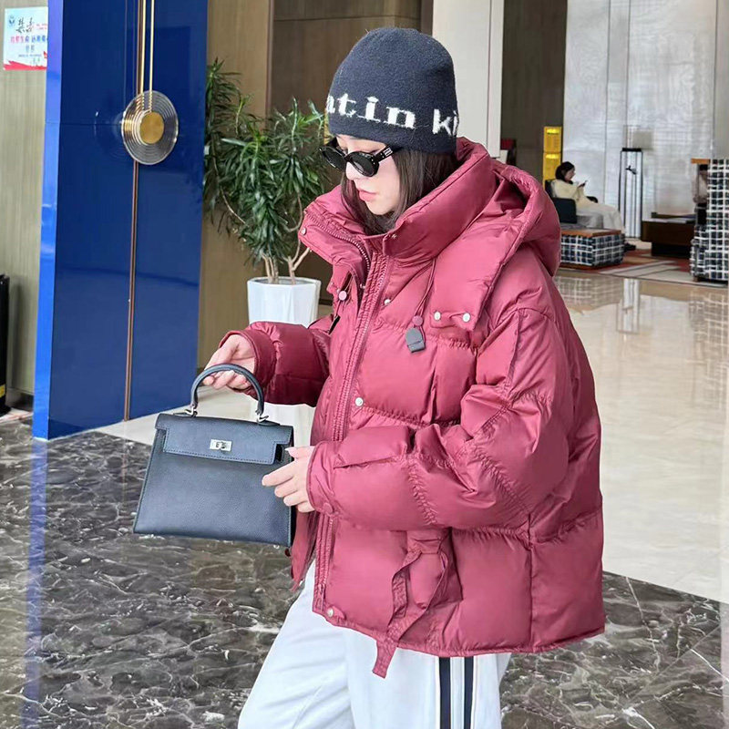 羽绒服女时尚加厚连帽面包服外套