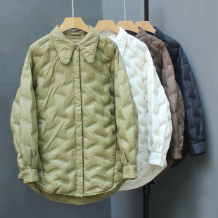 轻薄羽绒服女中长款秋冬季新款文艺翻领宽松显瘦90白鸭绒保暖外套