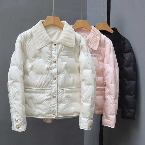 轻薄羽绒服小香风翻领白鸭绒外套