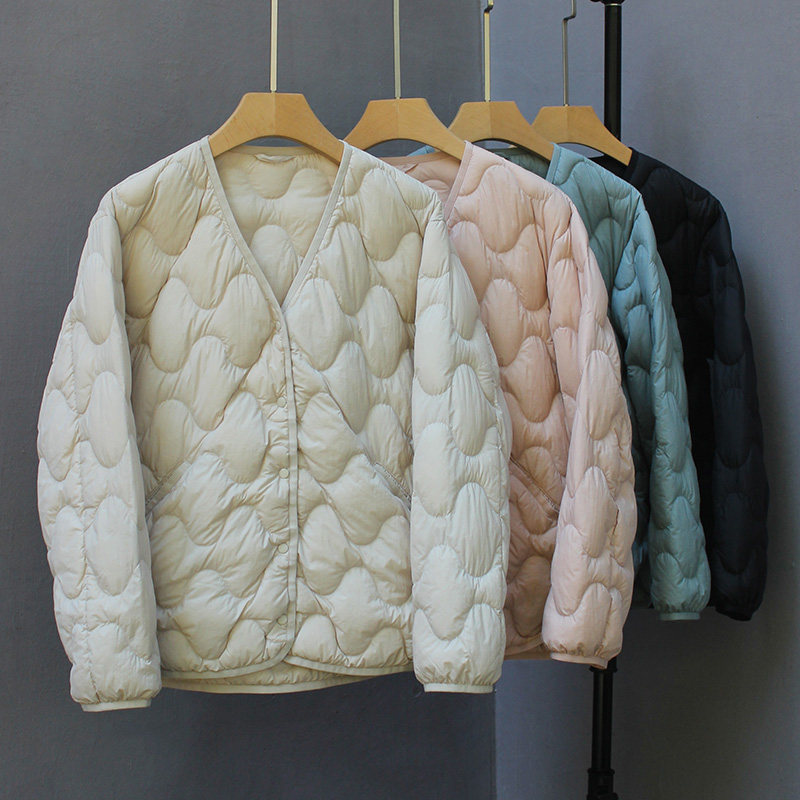 90超轻薄款羽绒内胆2025秋冬季羽绒服女短款内搭薄款粉色保暖外套