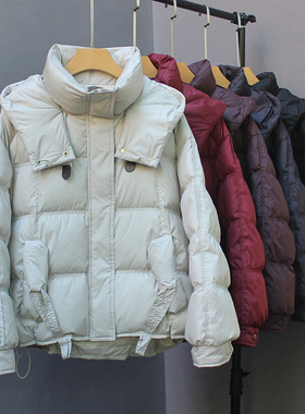 短款羽绒服女2025年新款冬季韩版黑色小个子加厚白鸭绒面包服外套