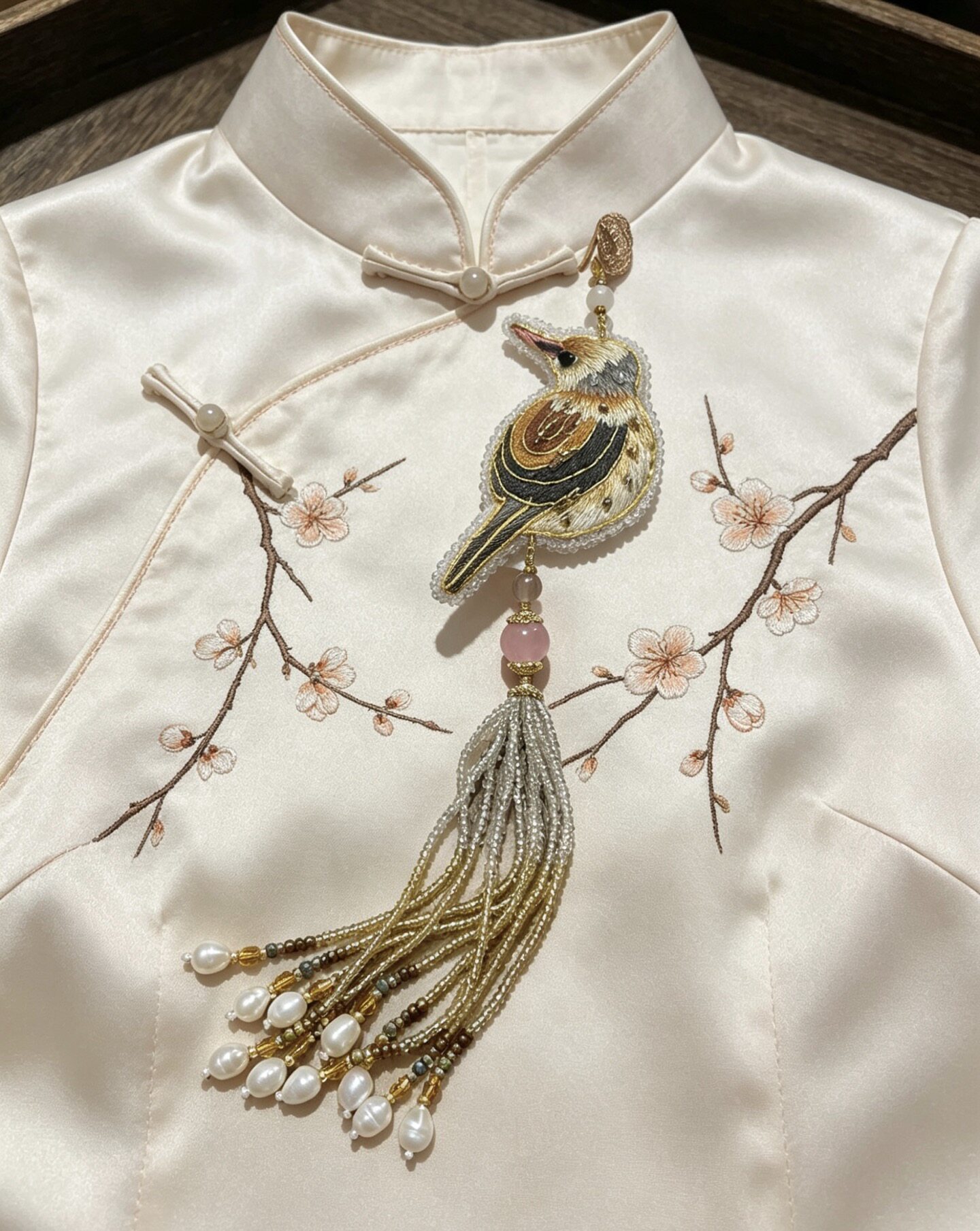 国风苏绣宝相花压襟古风挂件胸针女高档汉服茶服手工刺绣流苏配饰